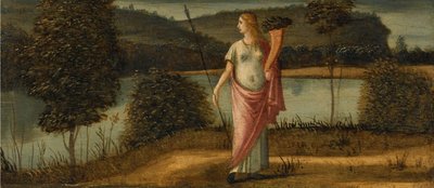 Figura allegorica di una donna in un paesaggio con lancia da Vittore Carpaccio